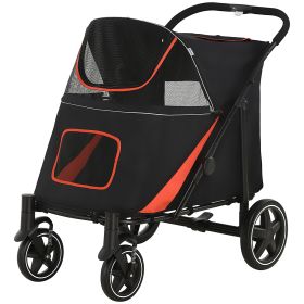 Foldable Doggy Stroller for Medium Large Dogs, Pet Stroller with Storage, Smooth Ride with Shock Absorption, Mesh Window & Safety Leash, Black Foldable Doggy Stroller for Medium Large Dogs, Pet Stroller with Storage, Smooth Ride with Shock Absorption, Mesh Window & Safety Leash, Black