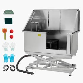 Electric Lift Dog Washing Station, 50Inch Professional Stainless Steel Pet Grooming Tub w/ Non-Slip Drain Board Electric Lift Dog Washing Station, 50Inch Professional Stainless Steel Pet Grooming Tub w/ Non-Slip Drain Board