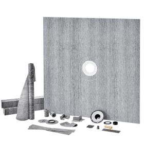 Shower Curb Kit, 72"x72" Shower Pan Kit with 2" PVC Central Flange, 4" Stainless Steel Grate, Waterproof Shower Curb & Membrane & Strip Shower Curb Kit, 72"x72" Shower Pan Kit with 2" PVC Central Flange, 4" Stainless Steel Grate, Waterproof Shower Curb & Membrane & Strip